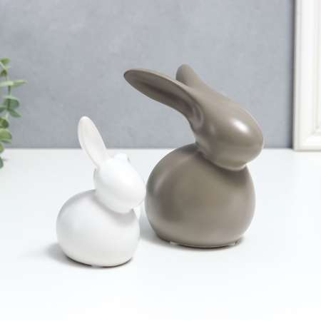 Сувенир Sima-Land керамика «Два кролика» матовый набор 2 шт