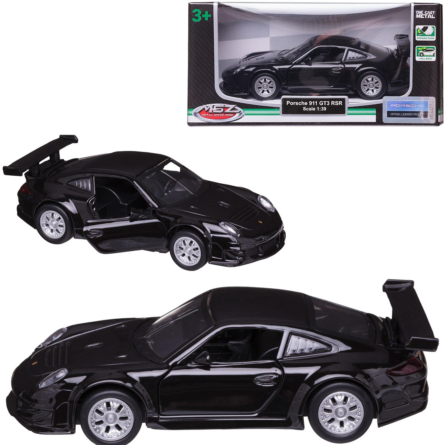 Автомобиль Abtoys Porsche MSZ 1:43 инерционный черный WE-15945B - фото 1