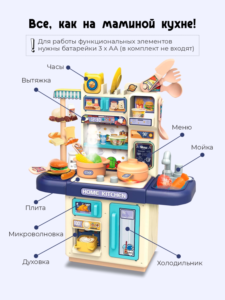 Кухня детская Позитив игровой набор кухонный гарнитур со светом - фото 4