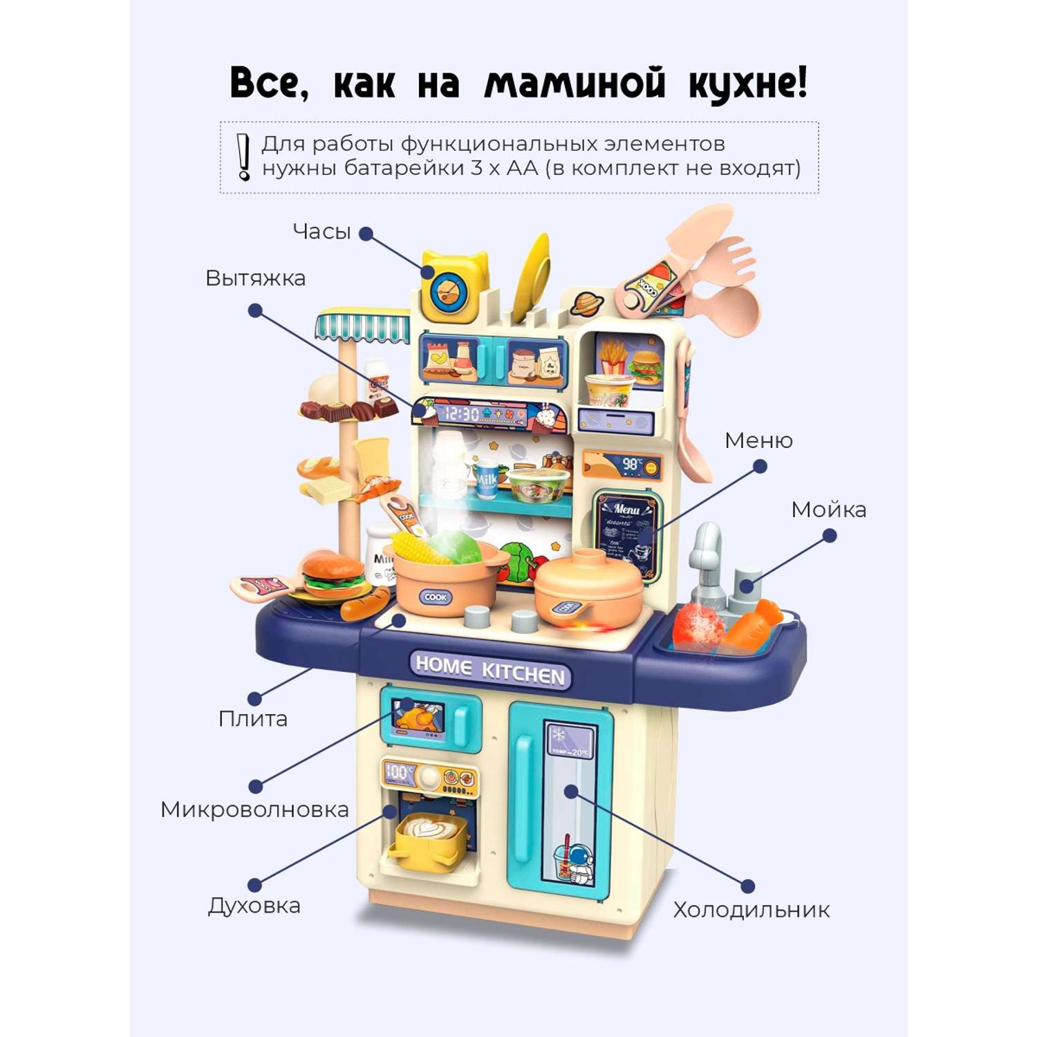 Кухня детская Позитив игровой набор кухонный гарнитур со светом - фото 4