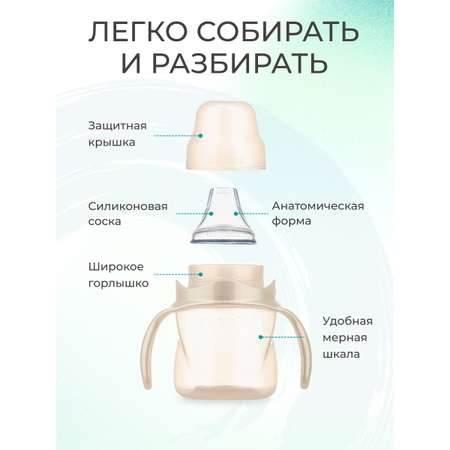 Поильник Mamajoo антиколиковый непроливайка с ручками 160 мл 6+ мес. pearl