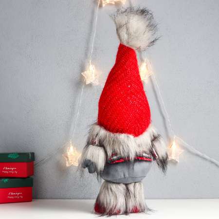 Кукла интерьерная Зимнее волшебство «Дед Мороз в красном колпаке с меховой бомбошкой» 45х18х11 см