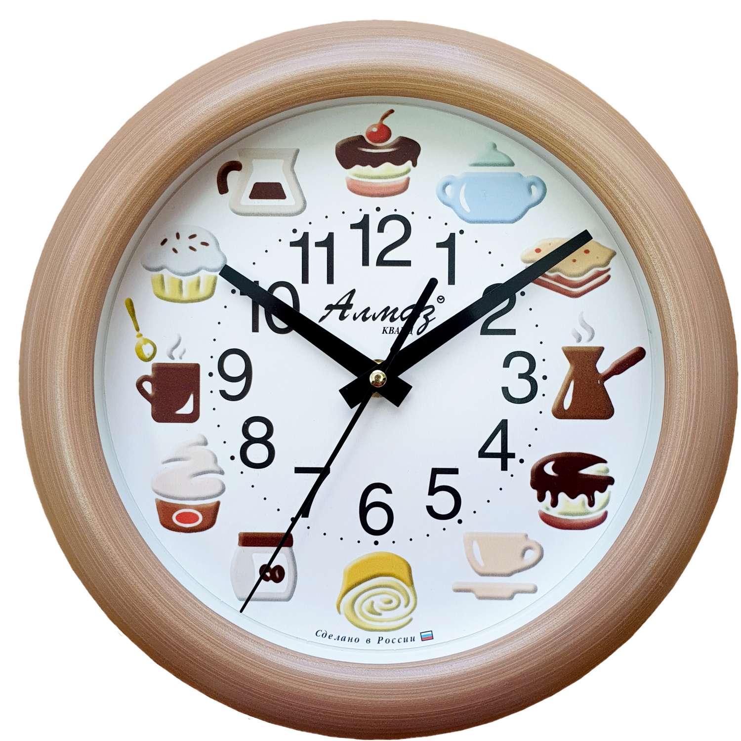 Часы АлмазНН настенные круглые коричневые 25.5 см - фото 1
