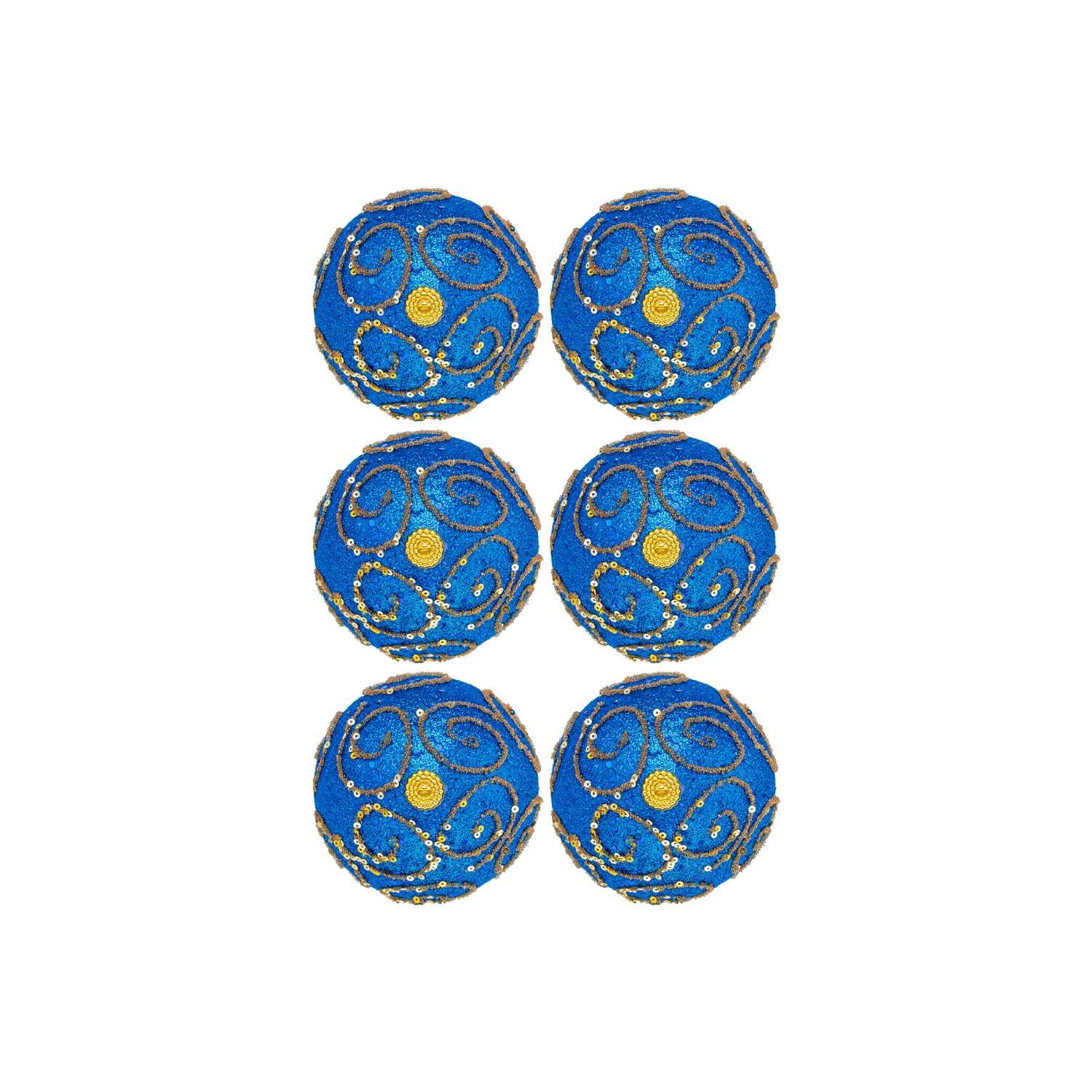 Набор Elan Gallery 6 новогодних шаров 9.5х9.5 см Вензеля синий - фото 6