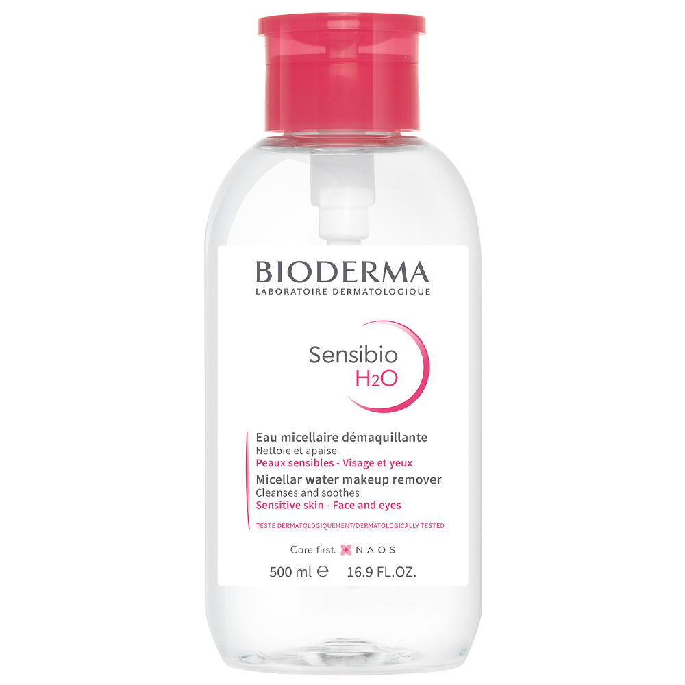 Мицеллярная вода H2O с помпой Bioderma Sensibio успокаивающая для нормальной и чувствительной кожи лица 500 мл - фото 1