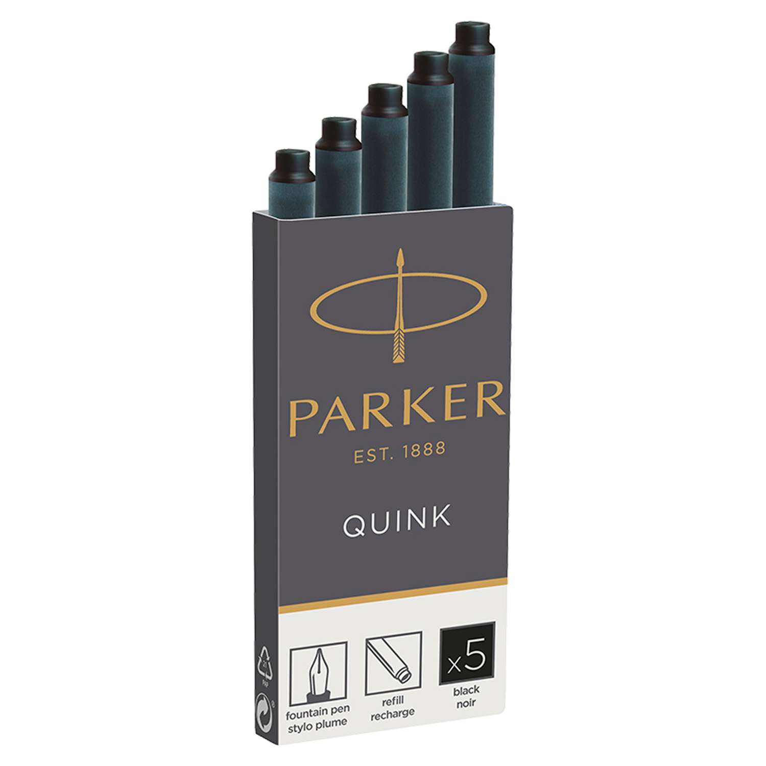 Картриджи чернильные PARKER Cartridge Quink черные 5шт картонная коробка - фото 1