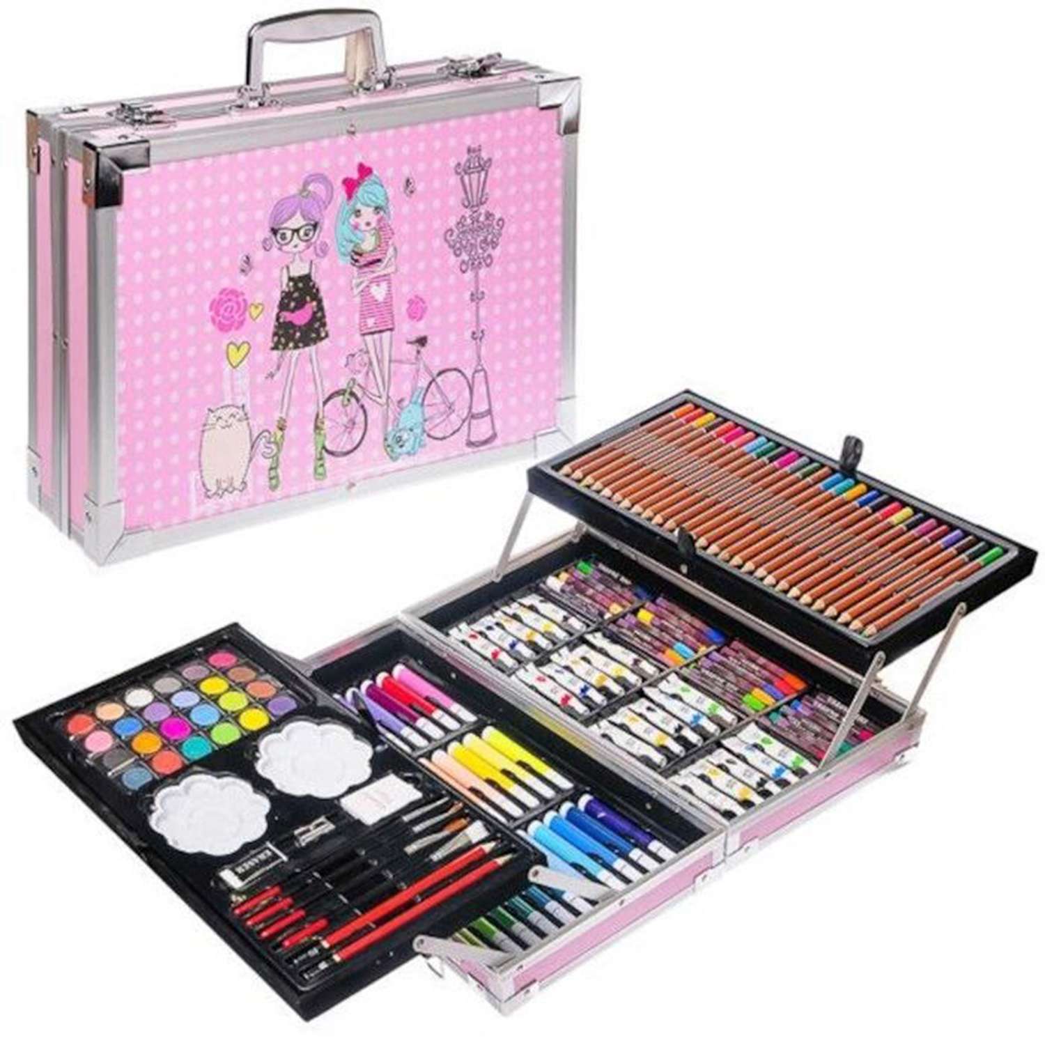 Набор для рисования BeautyBasket в розовом металлическом чемодане - фото 2