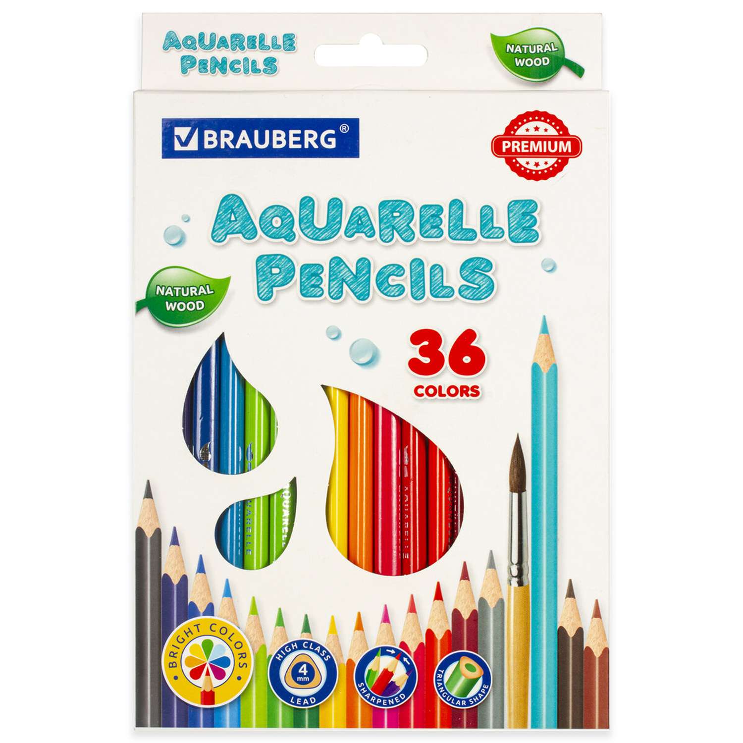 Карандаши цветные Brauberg акварельные Premium Aquarelle 36 шт - фото 1