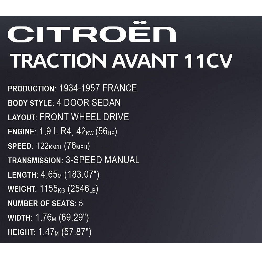 Конструктор COBI Автомобиль Cars Citroen Traction Avant 11CV 1938 E - фото 10