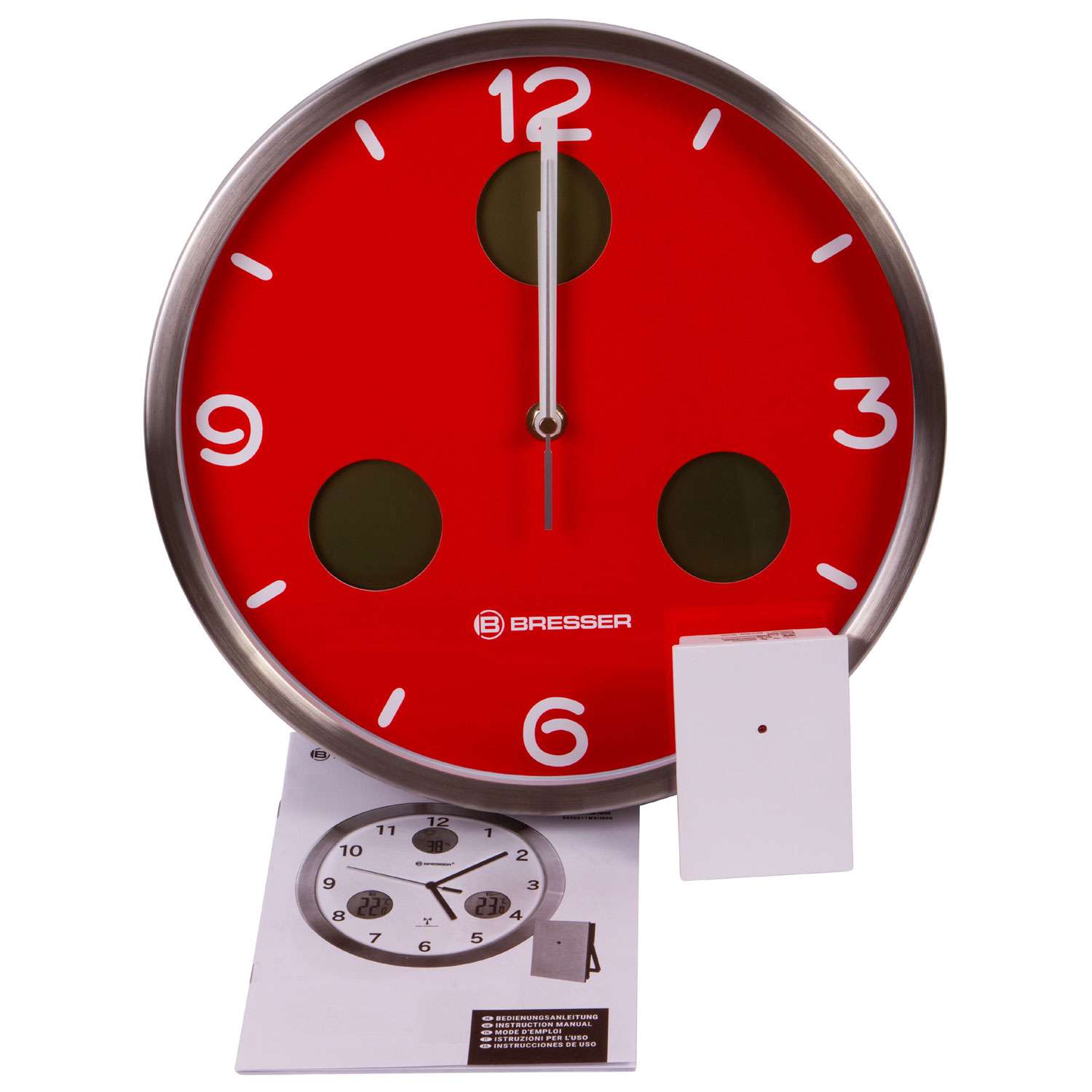 Часы настенные Bresser MyTime io NX Thermo/Hygro 30 см красные - фото 3