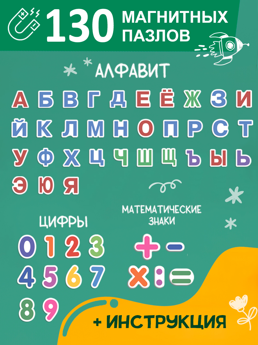 Набор с магнитами Айфолика Двусторонняя магнитно-меловая доска с магнитами пазлами - фото 3