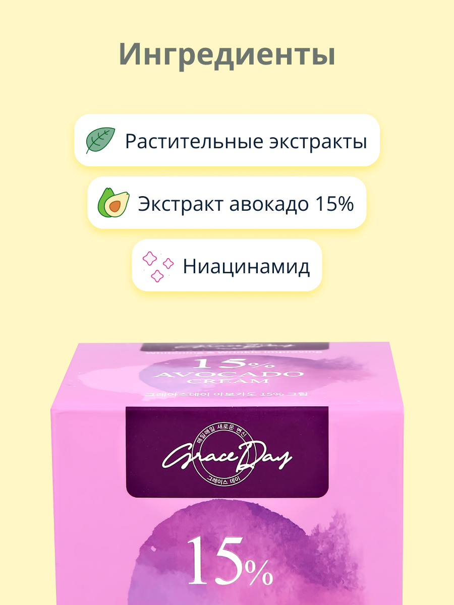 Крем для лица Grace day 15% с экстрактом авокадо питательный 50 мл - фото 2