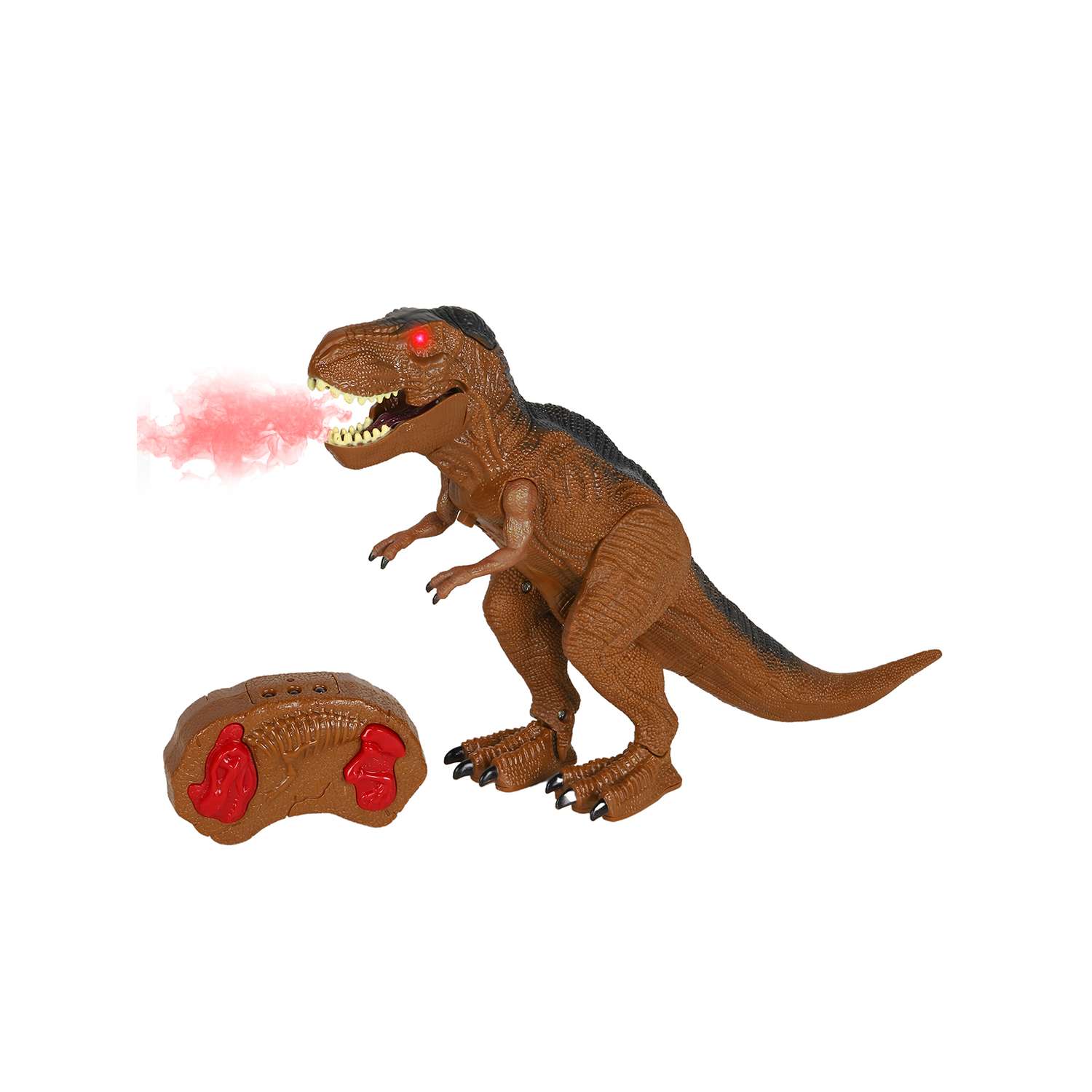 Игрушка на радиоуправлении КОМПАНИЯ ДРУЗЕЙ Динозавр со светом и паром шагает трясет головой коричневый - фото 7