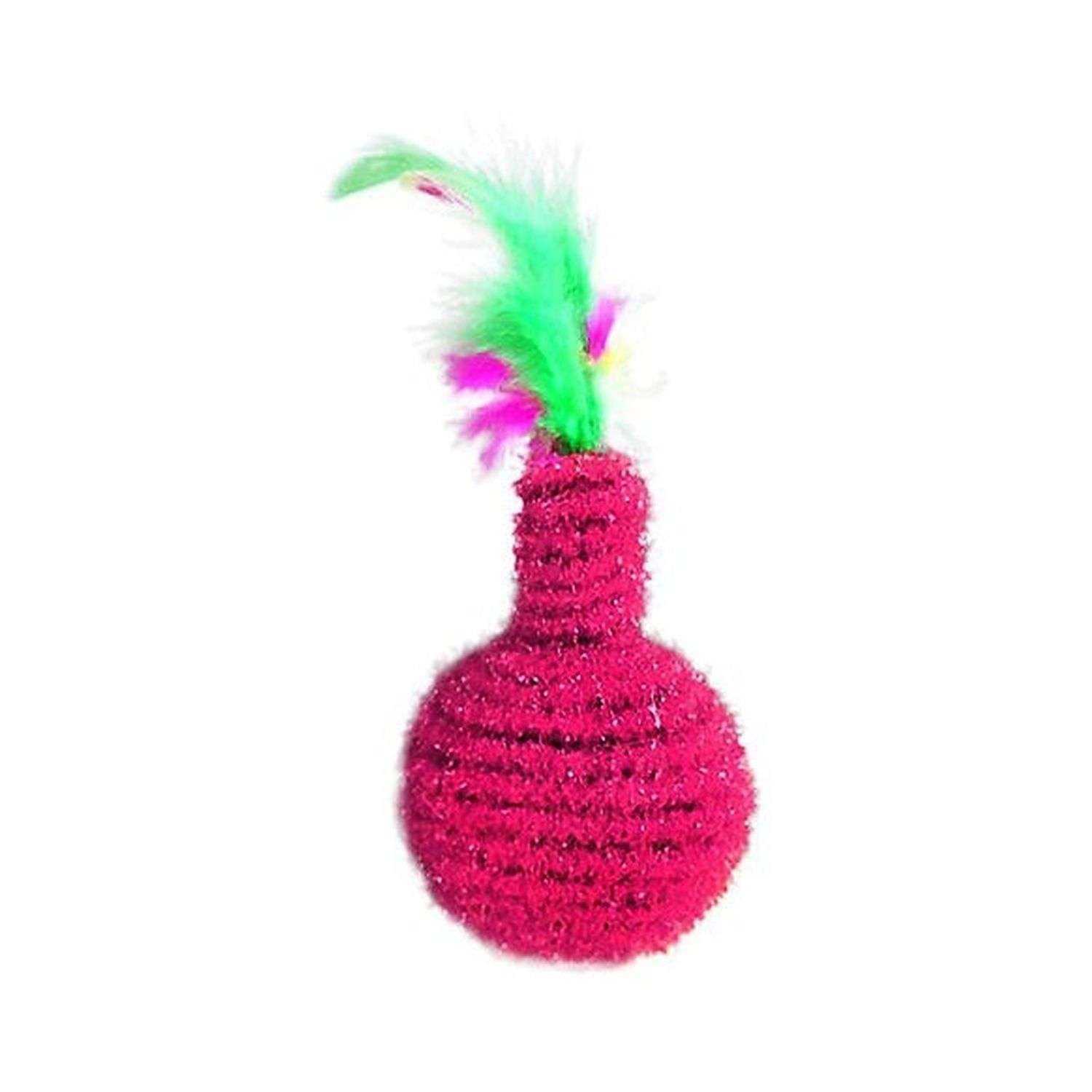 Игрушка для кошек Uniglodis Розовый шар с перьями - фото 1