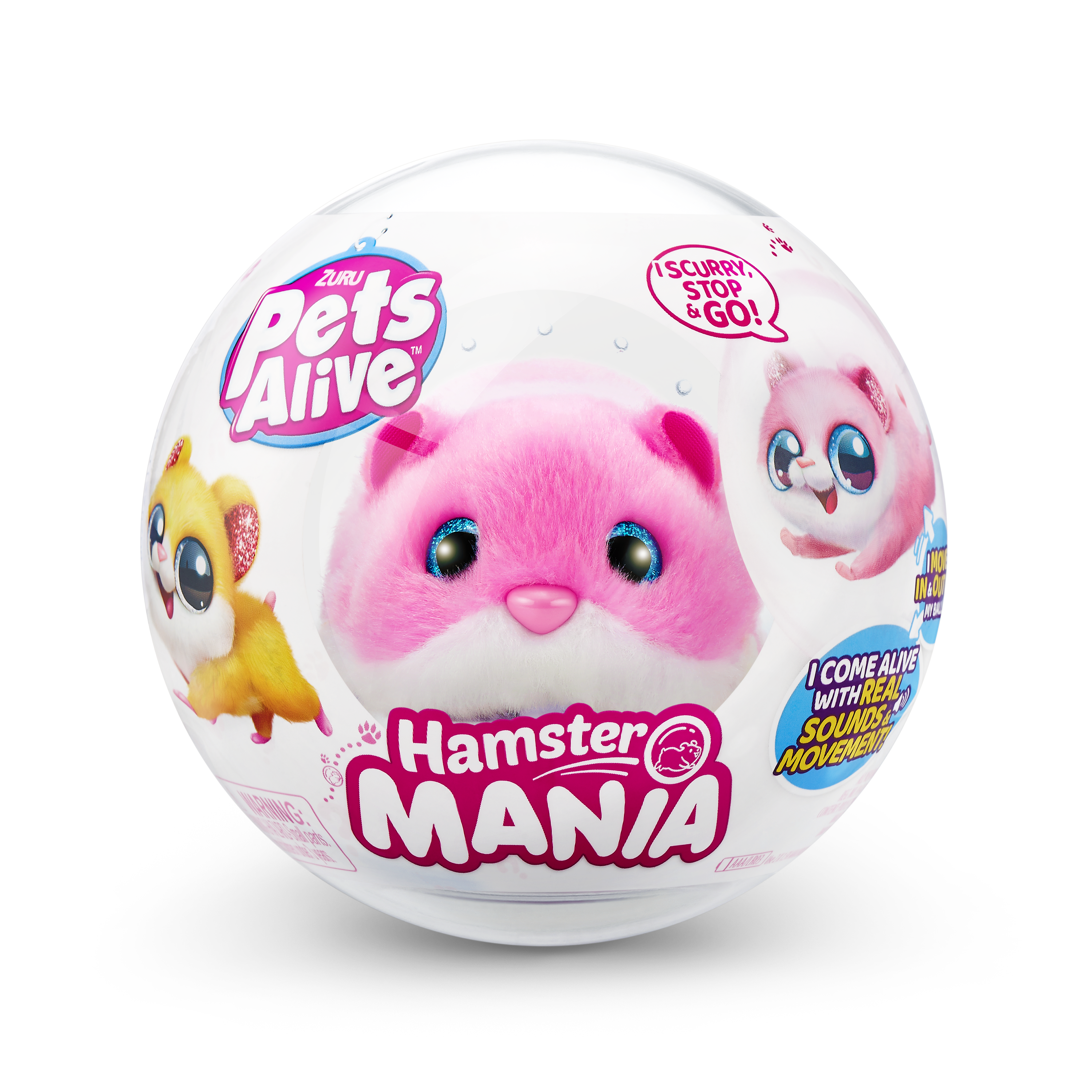 Игрушка Zuru Pets Alive Хомяк розовый в шаре Hamstermania - фото 2