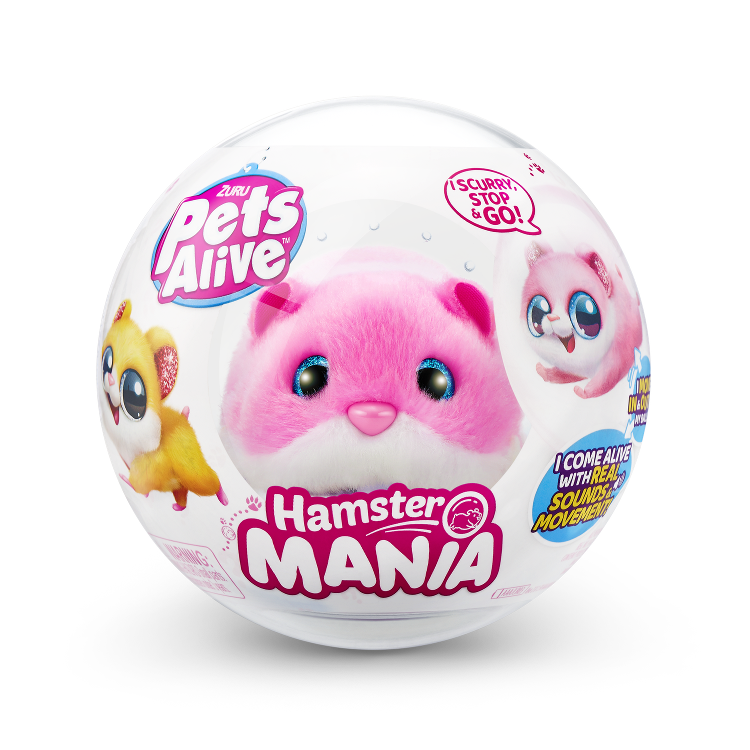 Игрушка ZURU Pets Alive Хомяк розовый в шаре Hamstermania - фото 2