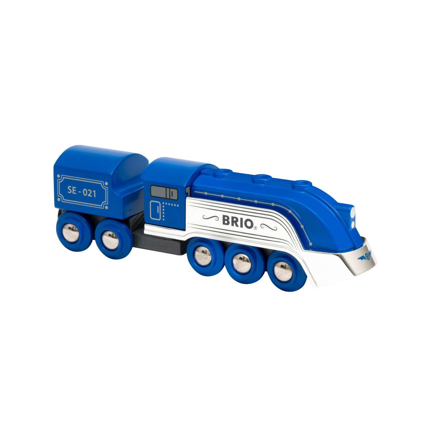 Поезд BRIO Special Edition синий с серебром и 1 вагончик 33642 - фото 1