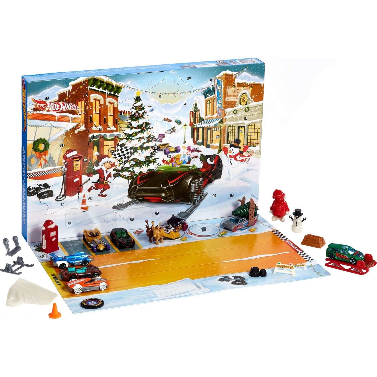 Набор игровой Hot Wheels Календарь рождественский с машинками FYN46 купить  по цене 2599 ₽ в интернет-магазине Детский мир