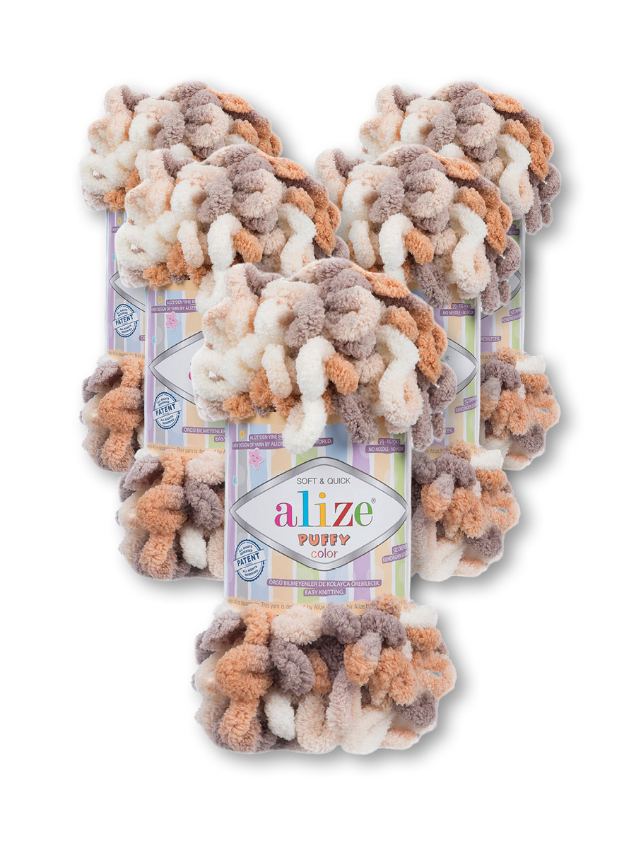 Пряжа для вязания Alize puffy color 100 г 9 м микрополиэстер плюшевая мягкая 5926 секционный 5 мотков - фото 3
