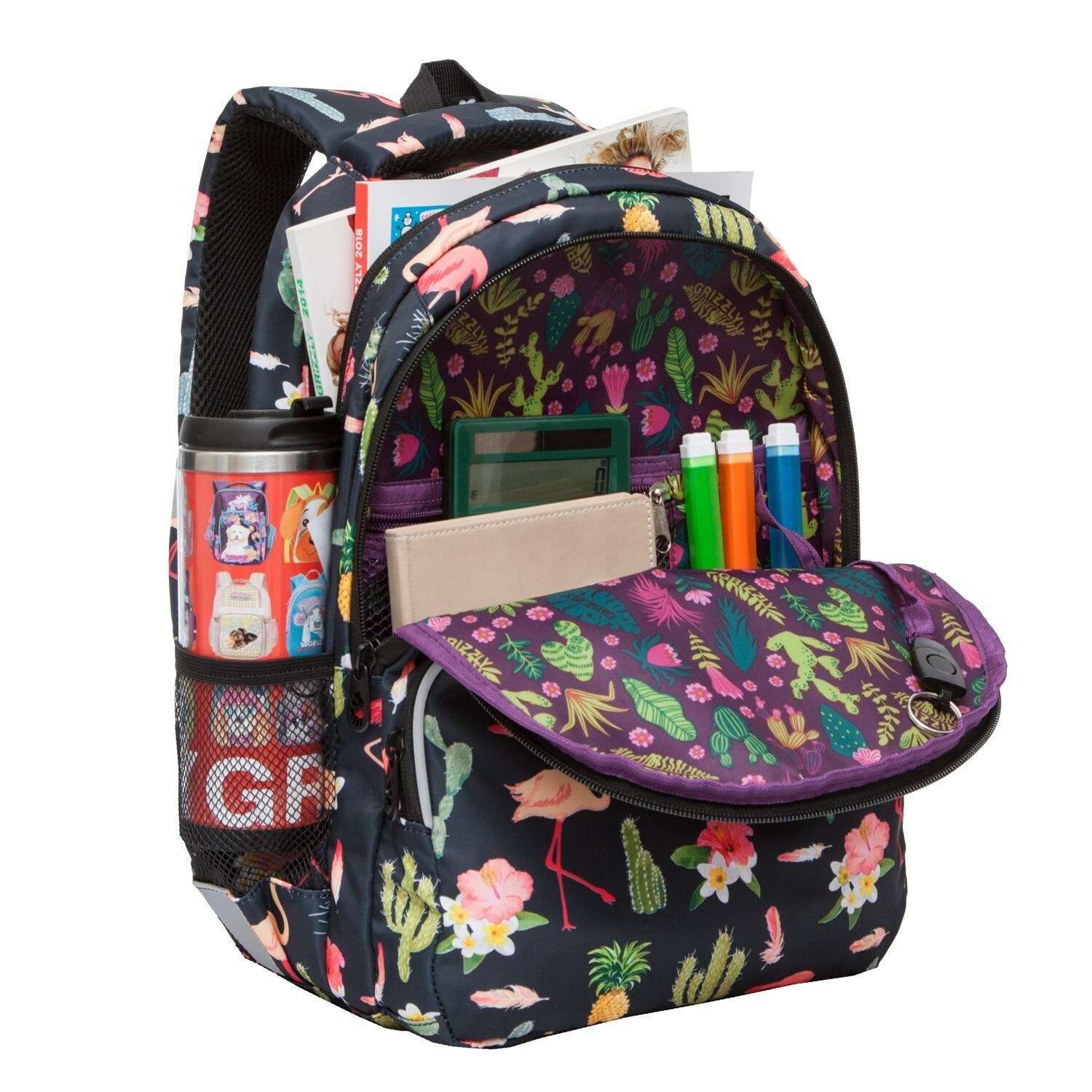 Рюкзак школьный Grizzly Фламинго Черный RG-060-4/1 - фото 5