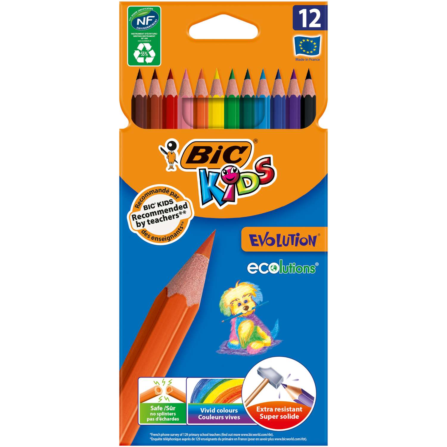 Карандаши цветные Bic Kids Evolution 12цветов 82902914/82902912 - фото 1