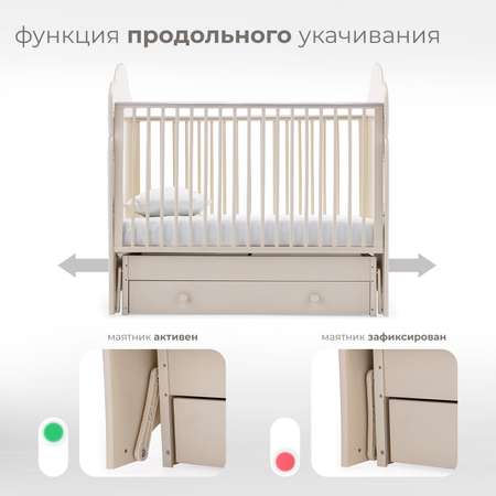 Детская кроватка Nuovita Fortuna Swing прямоугольная, поперечный маятник (слоновая кость)