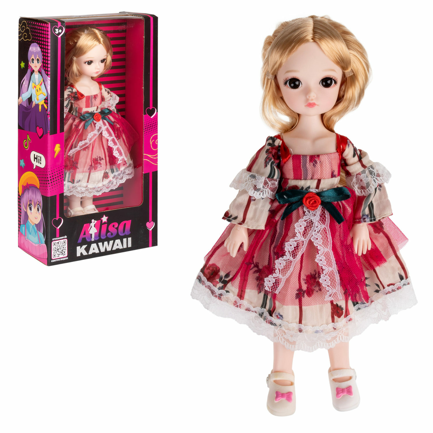 Кукла шарнирная 30 см 1TOY Alisa Kawaii с длинными волосами блондинка БЖД  bjd аниме экшн фигурка игрушки для девочек