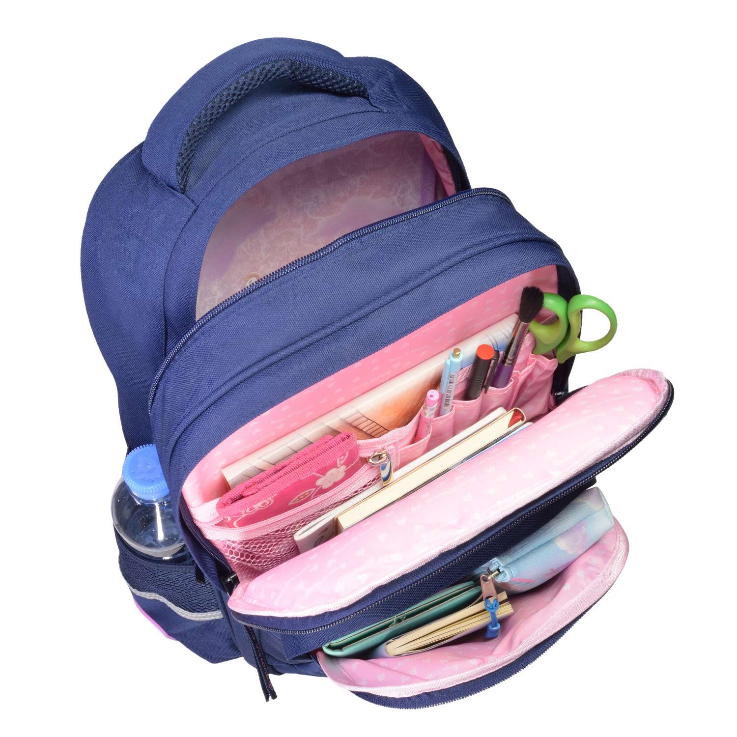 Рюкзак школьный Bruno Visconti синий с эргономичной спинкой Hello Кролик - фото 3