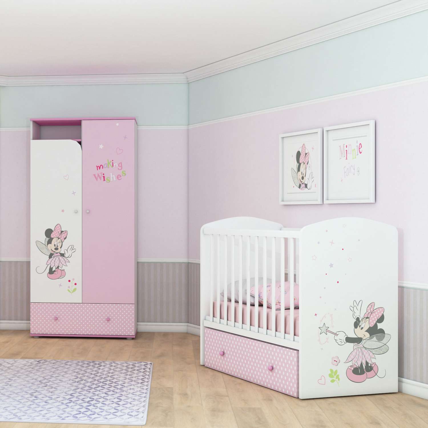 Детская кроватка Polini kids прямоугольная, поперечный маятник (белый, розовый) - фото 9