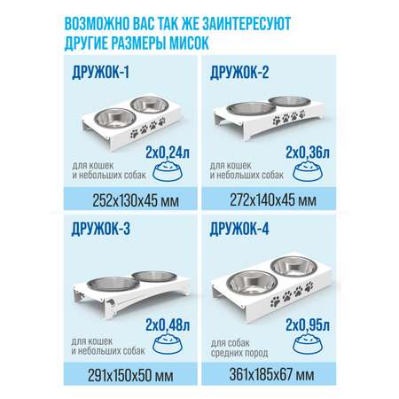 Миска для животных двойная РЭМО Дружок 3 белый