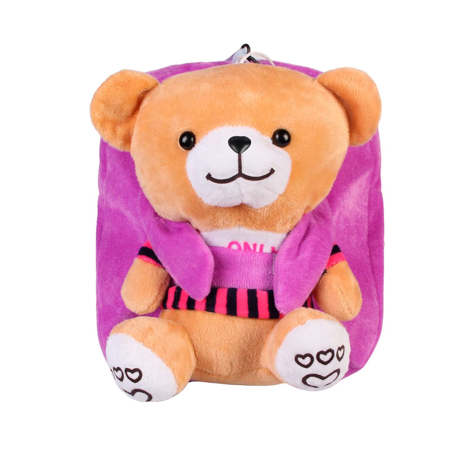 Рюкзак с игрушкой Little Mania фиолетовый Мишка бежевый - фото 1