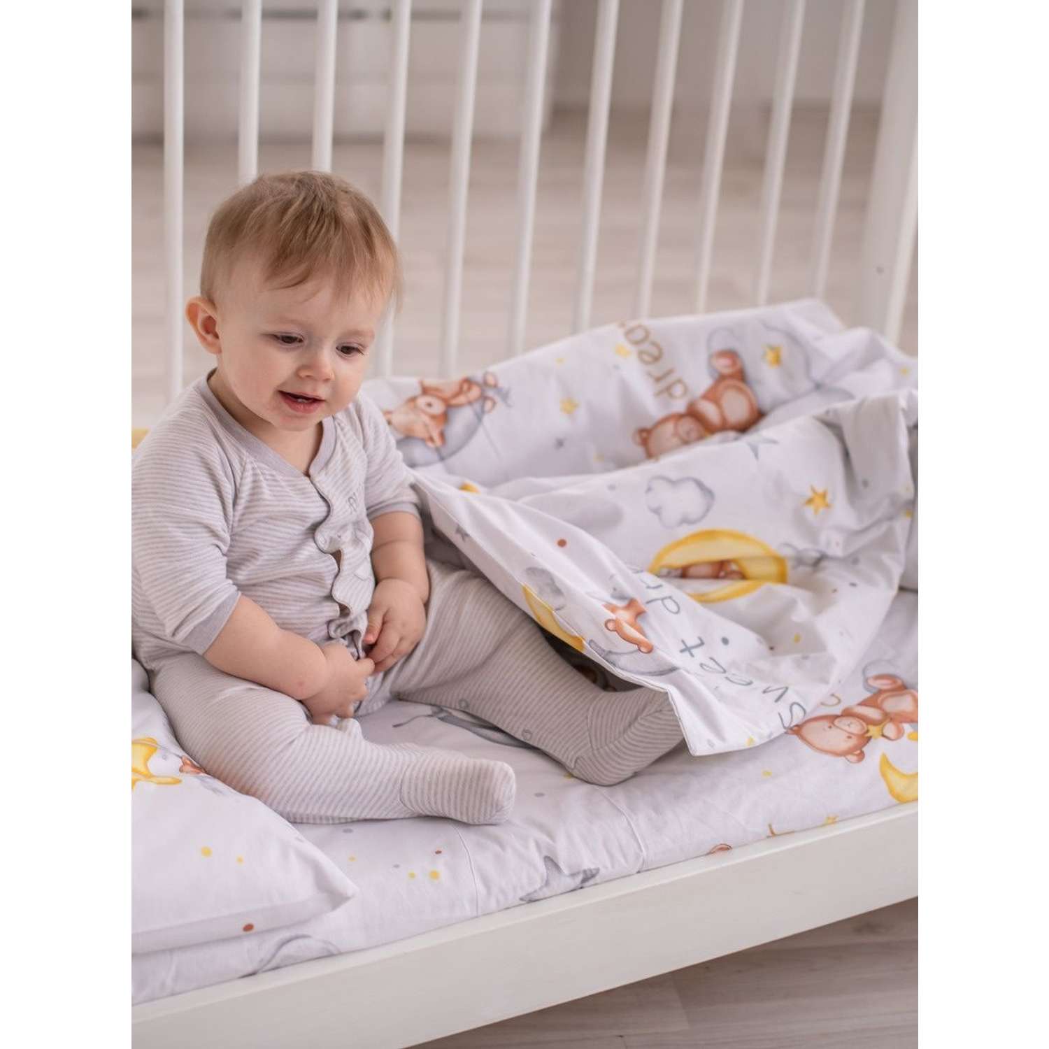 Комплект постельного белья SONA and ILONA в кроватку для новорожденных сатин - фото 1