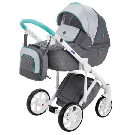 Коляска 3в1 BeBe-mobile Marconi Standart BE31-B Светло-серый+Темно-серый+Mint кожаная отделка