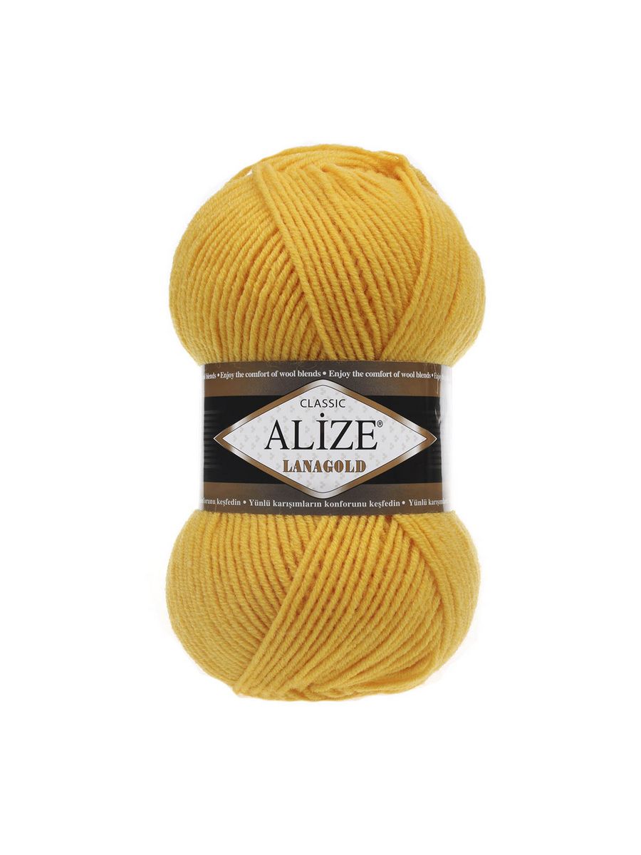 Пряжа Alize полушерстяная мягкая тонкая теплая Lanagold 100 гр 240 м 5 мотков 216 желтый - фото 6