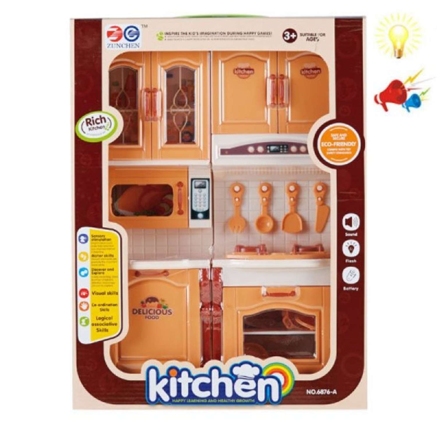 Кухня детская Наша Игрушка со звуком готовки и светом аксессуары 10 шт - фото 1