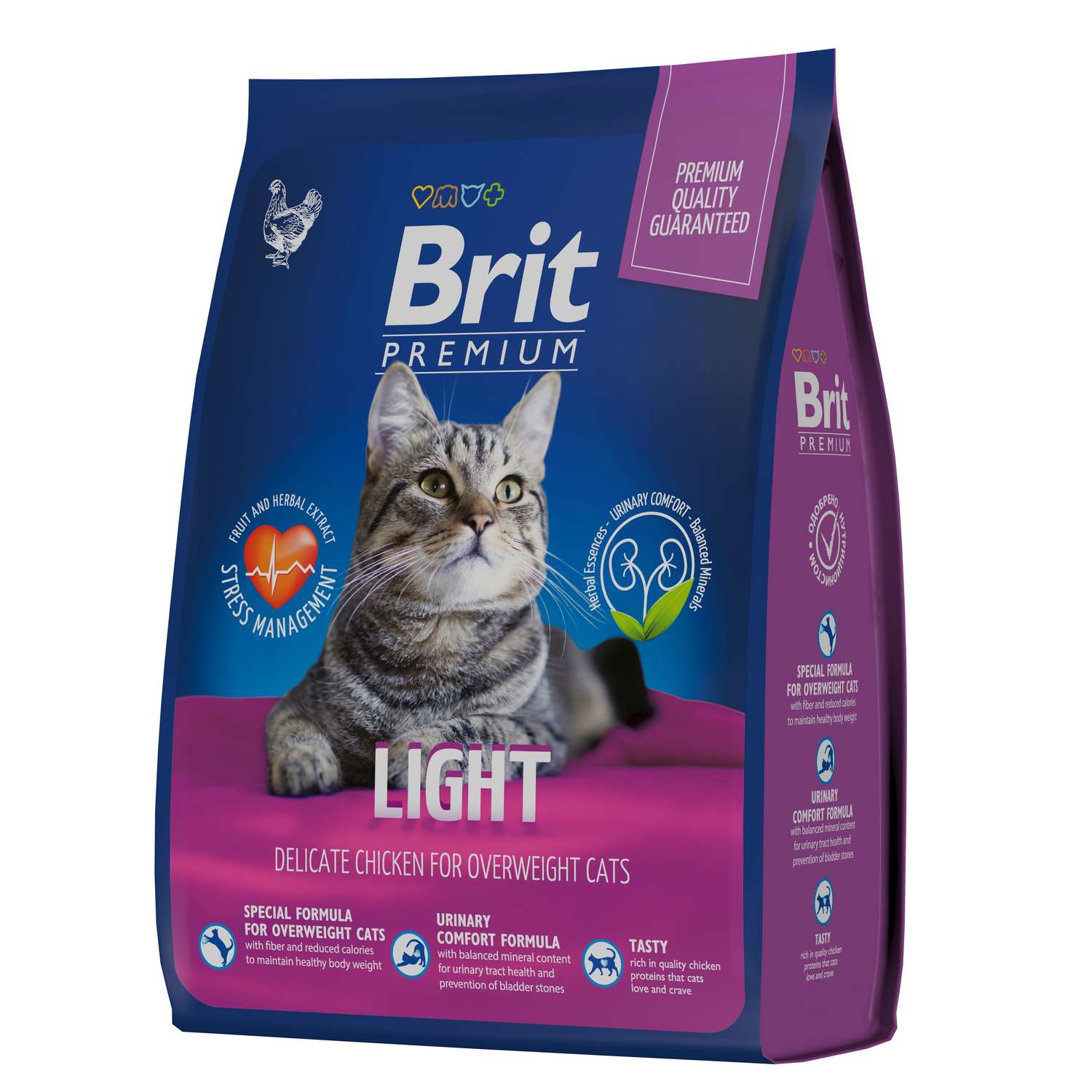 Корм для кошек Brit Premium Cat Light с избыточным весом с курицей 2кг - фото 1