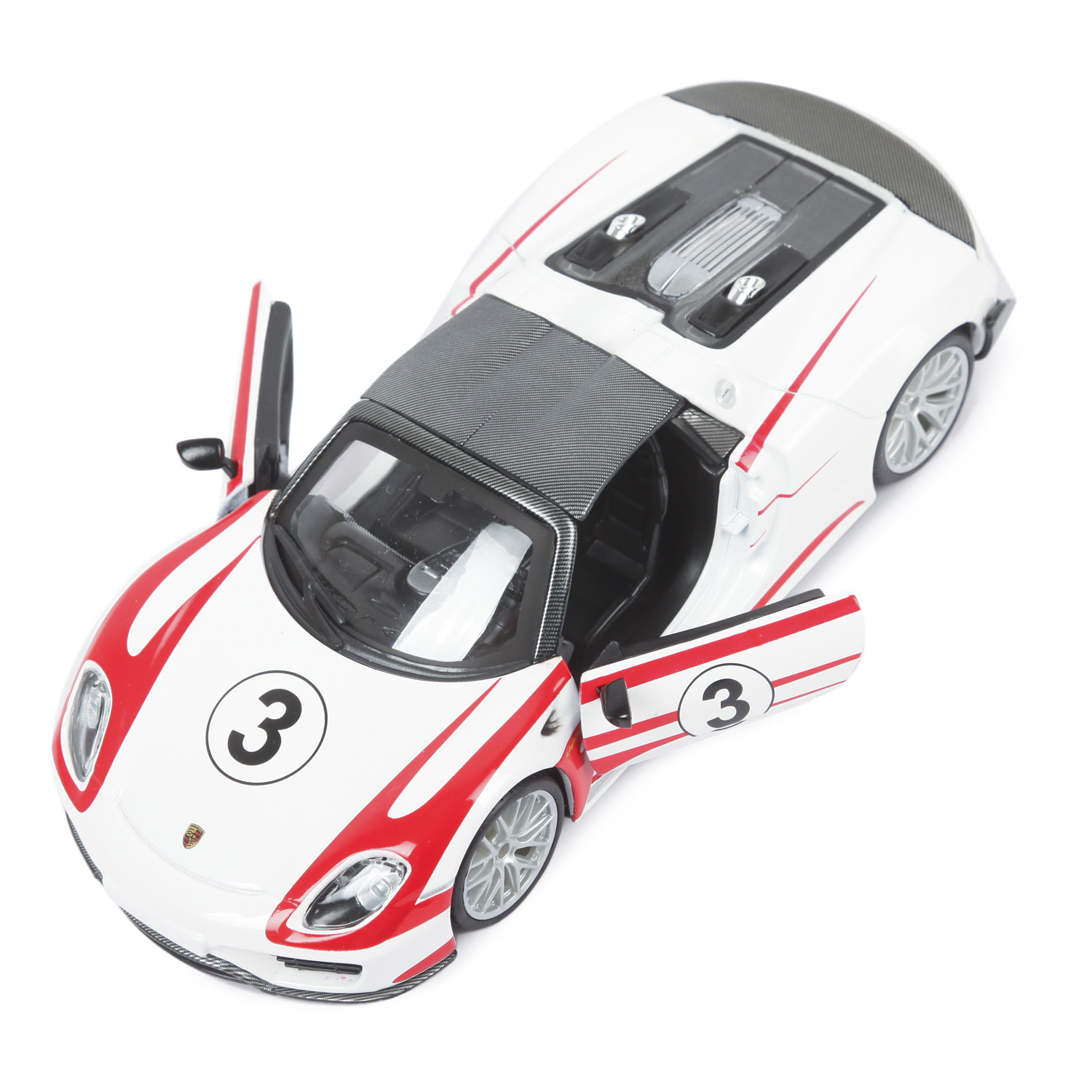 Автомобиль BBurago Porsche 1:24 без механизмов белый 18-28009 - фото 6