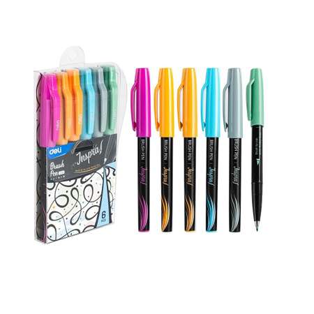 Набор ручек ручка-кисть Deli Inspira EU304 ассорти 6 цветов