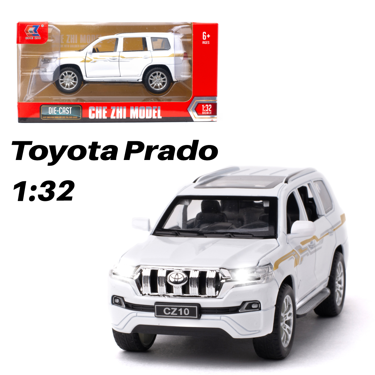 Машинка игрушка железная 1:32 Che Zhi Toyota Prado страна производства  Китай CZ15blk купить по цене 1482 ₽ в интернет-магазине Детский мир