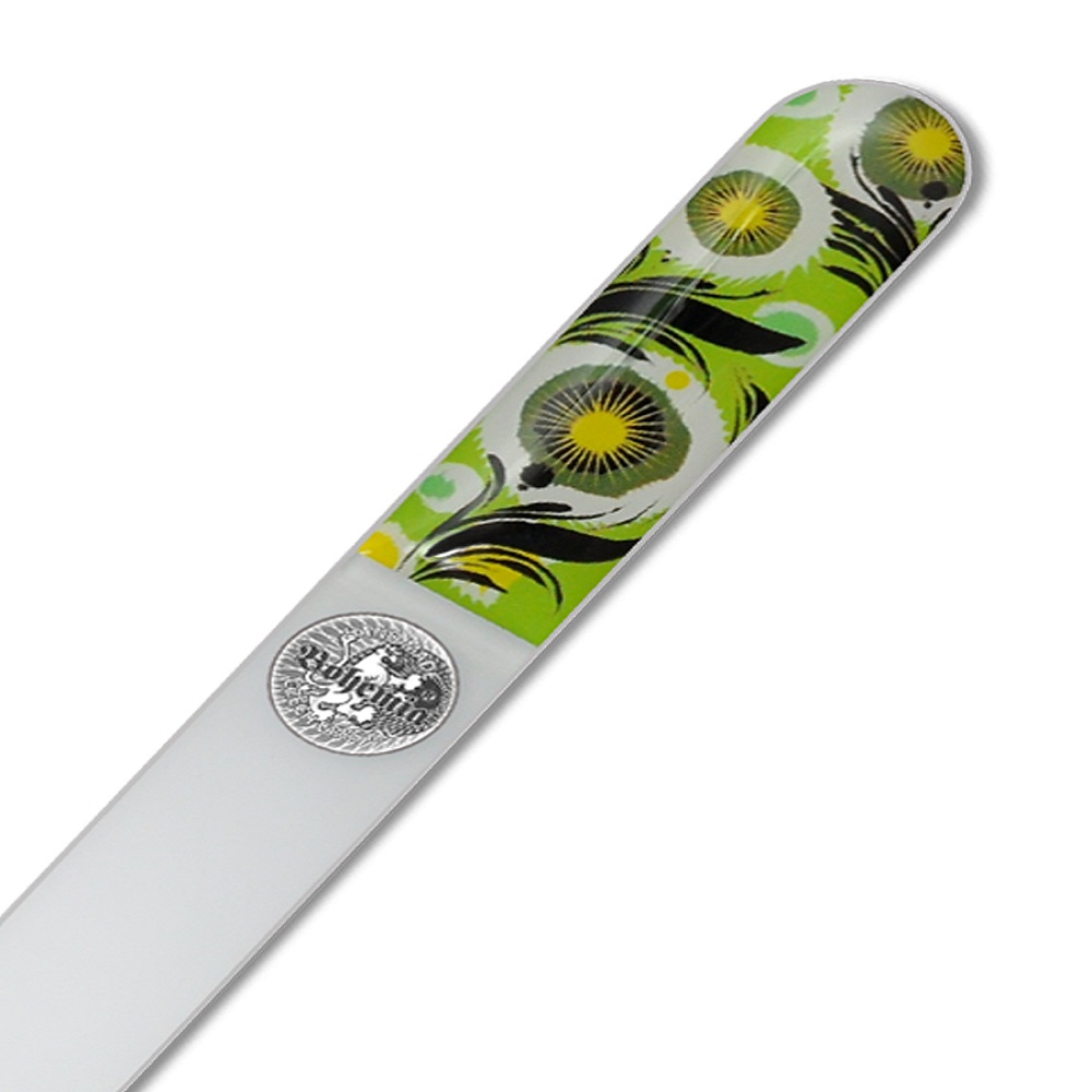 Пилка для ногтей BOHEMIA Czech Glass Nail Files 135 мм с объемной 3D наклейкой зеленый фон - фото 3