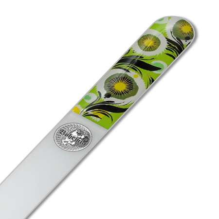 Пилка для ногтей BOHEMIA Czech Glass Nail Files 135 мм с объемной 3D наклейкой зеленый фон