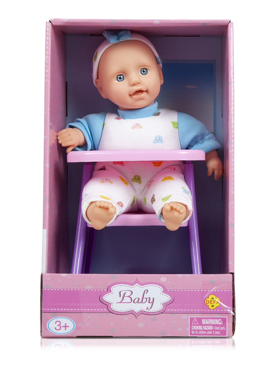 Кукла-младенец Defa Lucy Пупс на стульчике 23 см голубой 5089*//голубой - фото 3