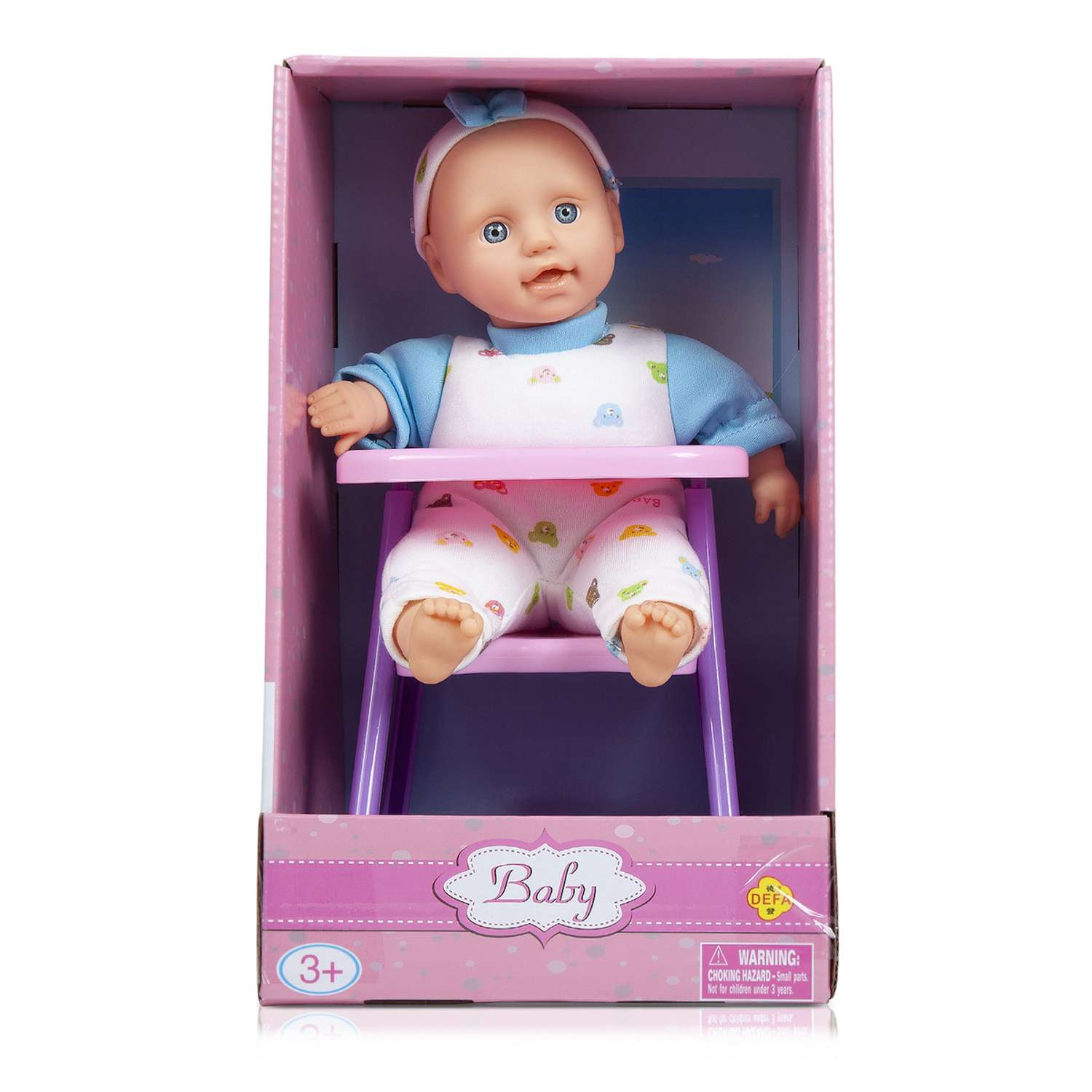 Кукла-младенец Defa Lucy Пупс на стульчике 23 см голубой 5089*//голубой - фото 3