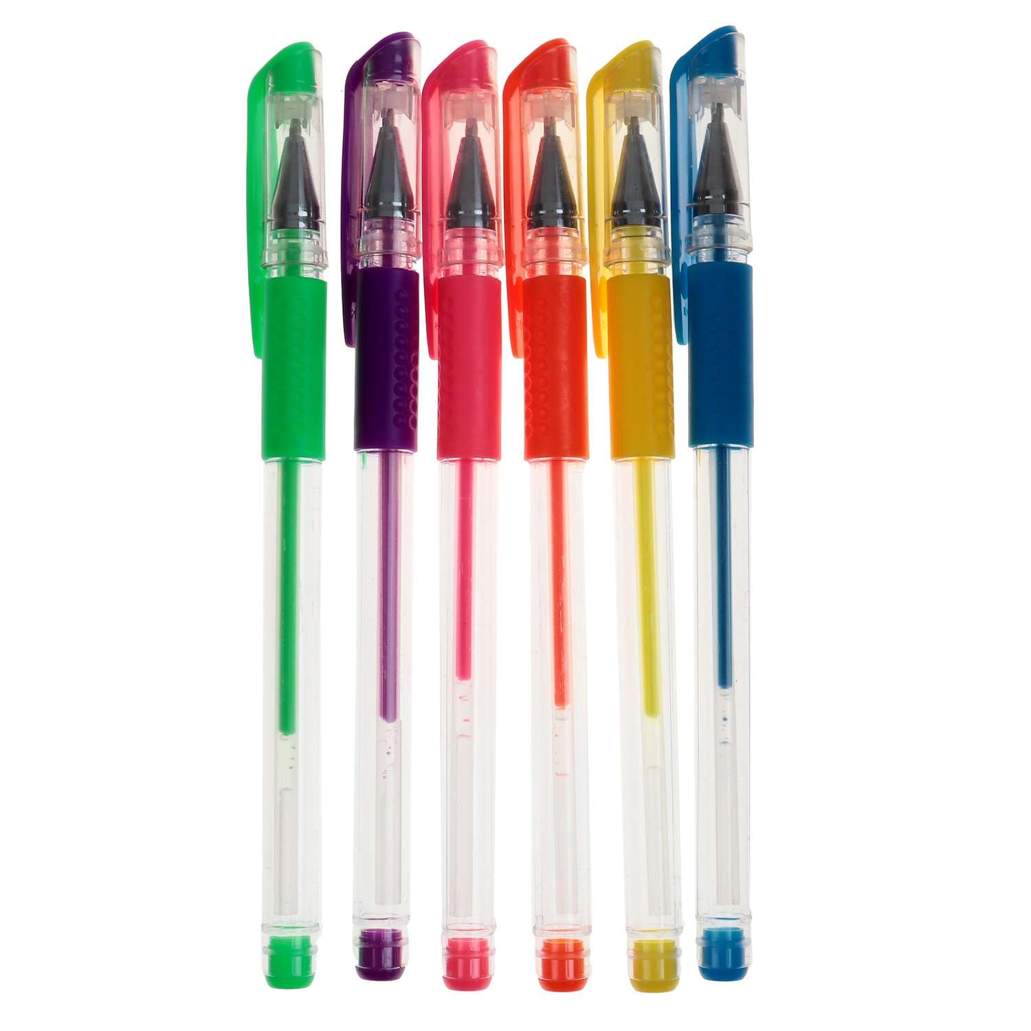 Набор гелевых ручек Calligrata 6 цветов флуоресцентные с резиновыми держателями - фото 1