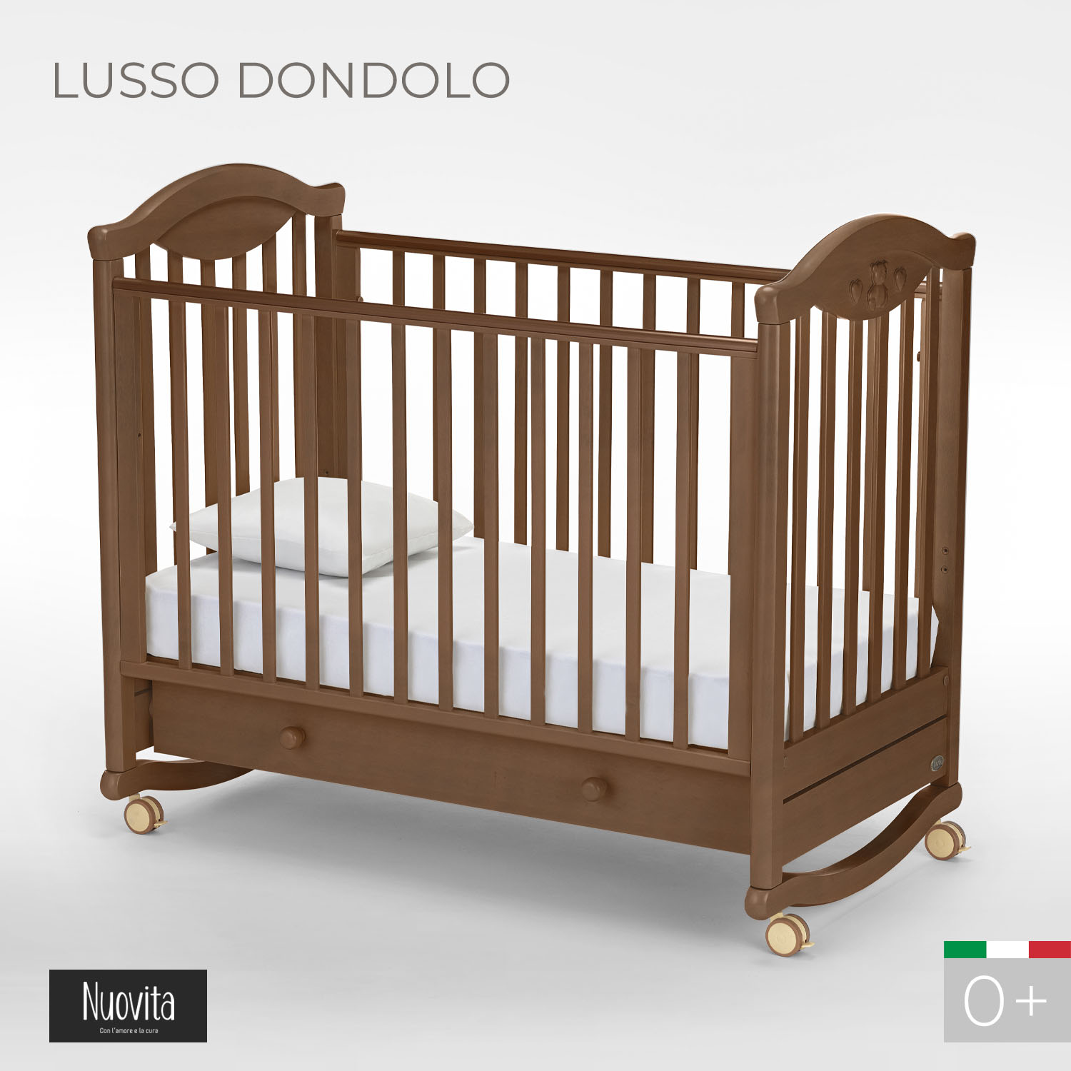 Детская кроватка Nuovita Lusso Dondolo прямоугольная, без маятника (темный орех) - фото 2