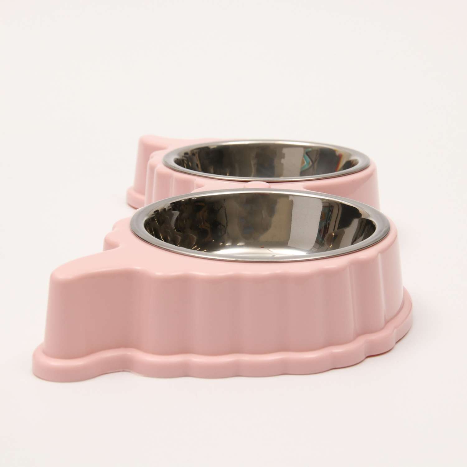Миска Пижон металлическая двойная на пластиковой основе 30х16х4.5 см см розовая 160 мл - фото 5