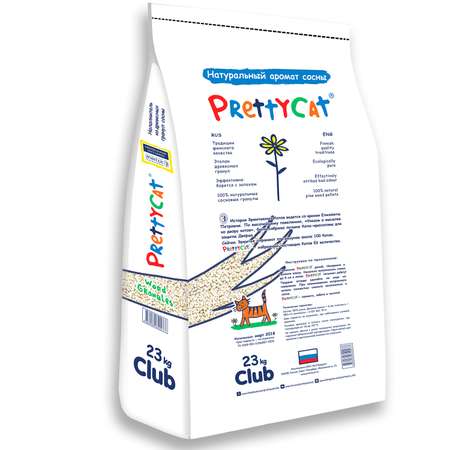 Наполнитель для кошек PrettyCat Wood Granules древесный 23кг