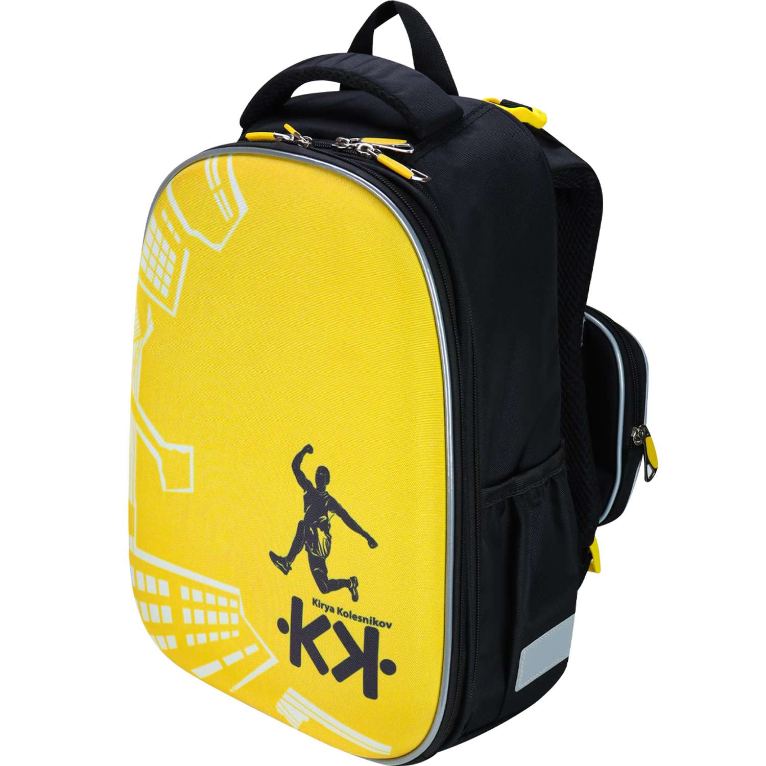 Школьный формованный ранец Проф-Пресс Паркур цвет желтый размер 38х23х20 см - фото 3