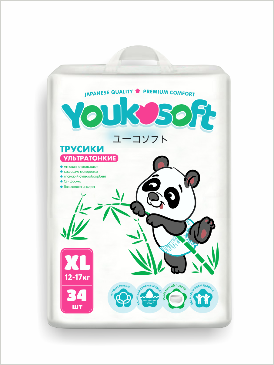 Подгузники-трусики Youkosoft Ультратонкие XL 12-17кг 34 шт. - фото 1