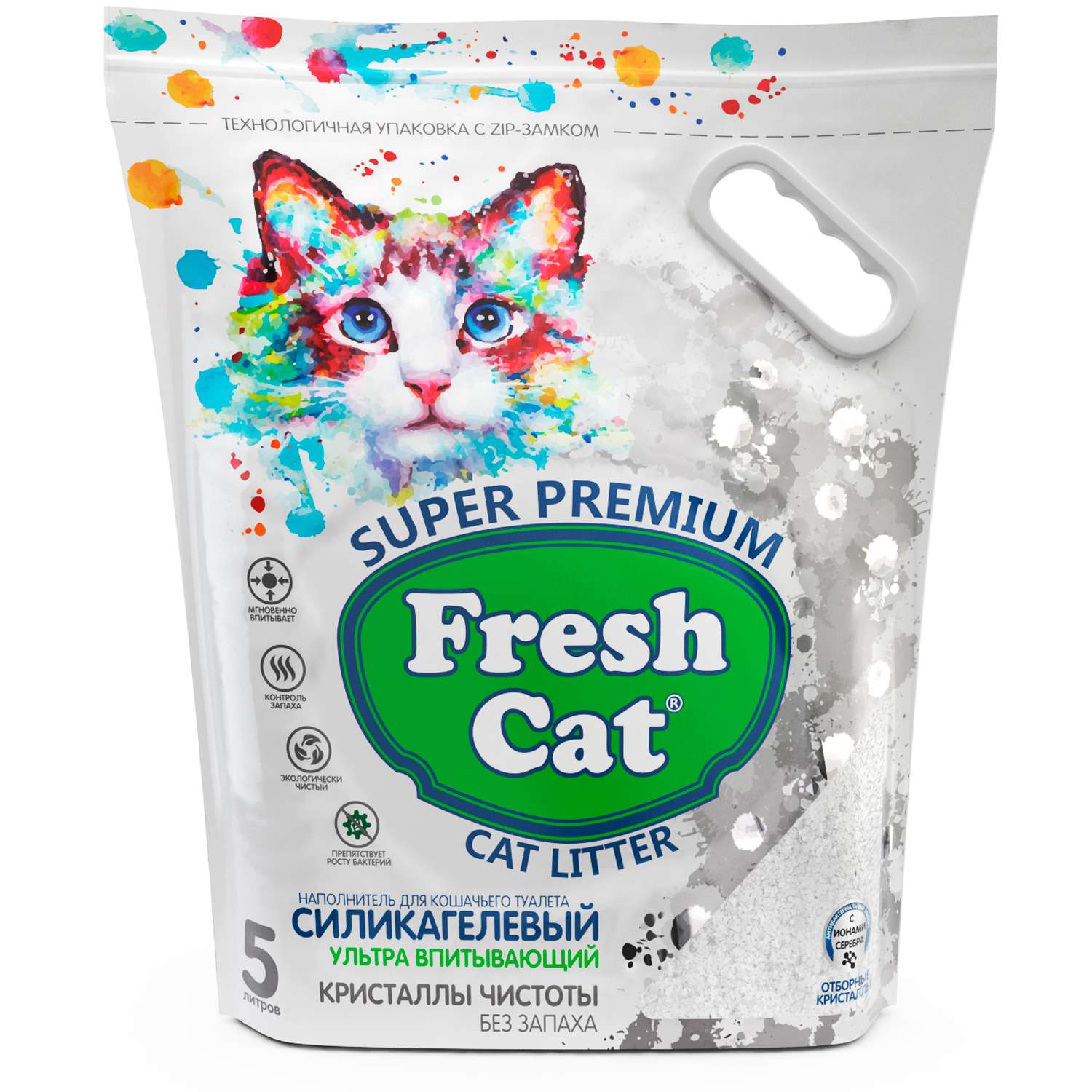 Наполнитель для кошек Fresh Cat силикагелевый Кристаллы чистоты 2кг - фото 1